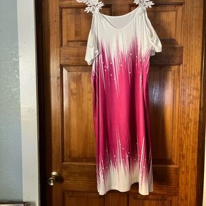 Elegant Pink and White Women's Dress